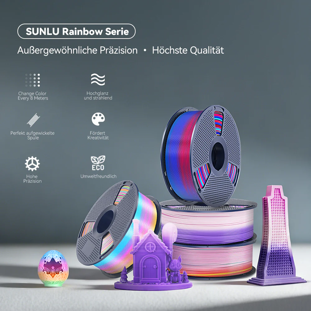 PLA Rainbow, PLA Transparent Rainbow Filament (8Meter Farbwechsel) 1KG - Image 3