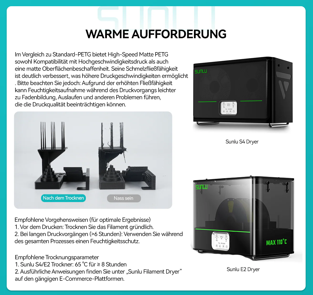 [MOQ: 3 Rollen] High Speed Matte PETG 3D Drucker Filament 1KG - Image 7