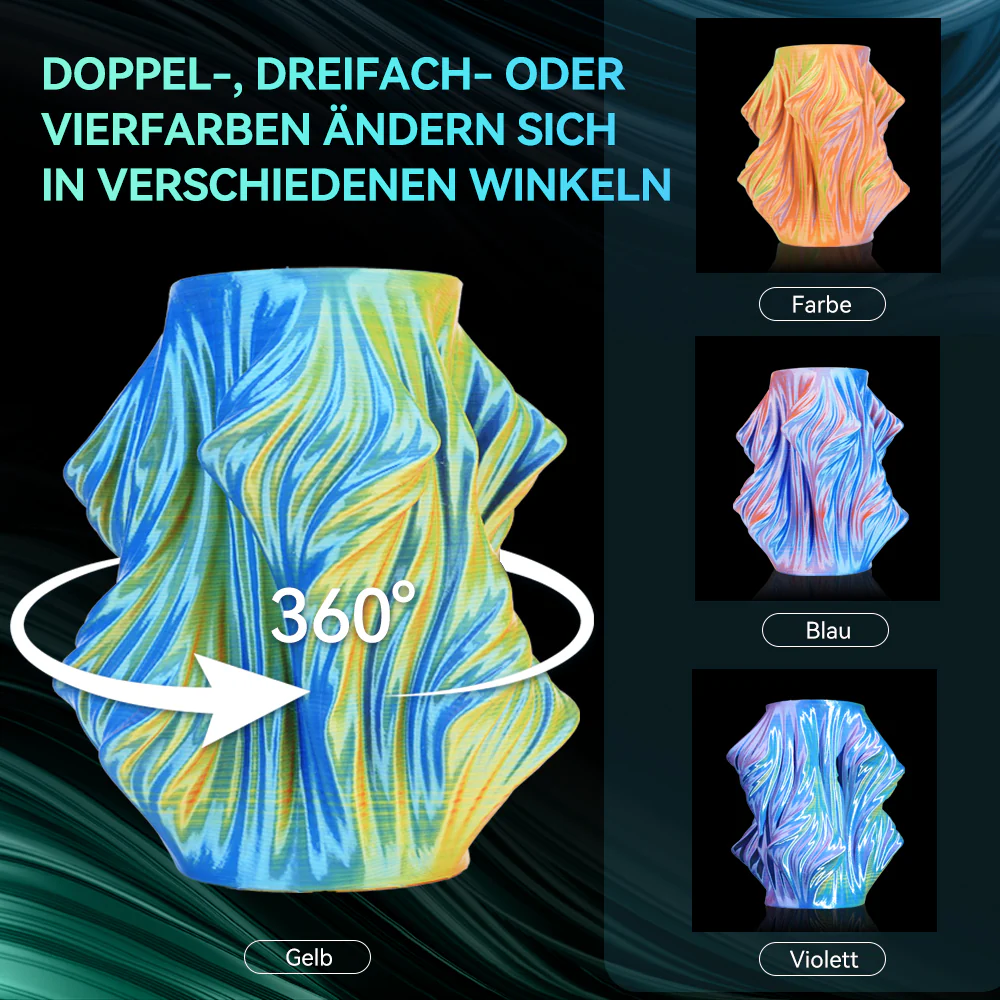 [MOQ: 3 Rollen] Multi-Color SILK (Zweifarbig, Dreifarbig, Vierfarbig) Filament 1KG - Image 3