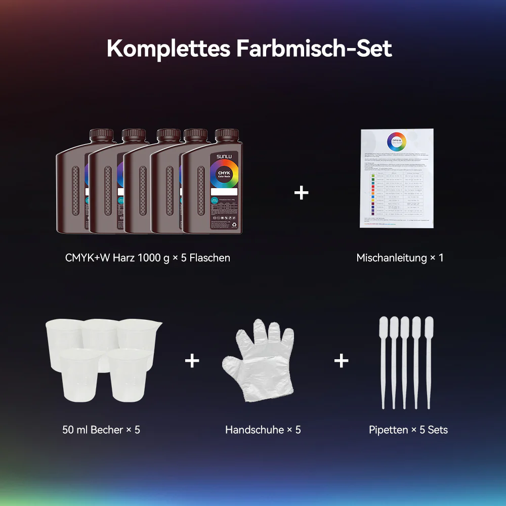 SUNLU CMYK+W Farb-Mischharz Set (1000 g × 5 Flaschen) - Image 10