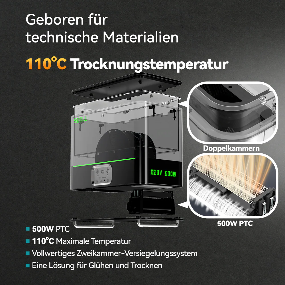 [15 % Rabatt] SUNLU FilaDryer E2, Bis zu 110℃, Professionelles Trocknen und Tempern, Geboren für technische 3D Druck Filamente - Image 13