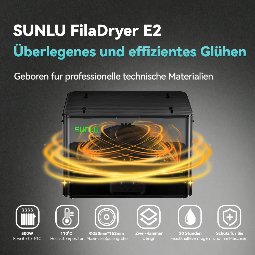 [15 % Rabatt] SUNLU FilaDryer E2, Bis zu 110℃, Professionelles Trocknen und Tempern, Geboren für technische 3D Druck Filamente - Image 5