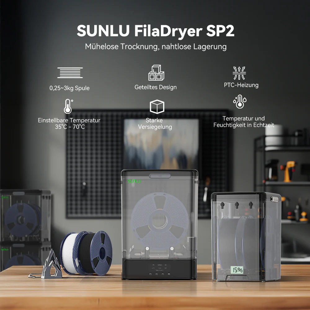 [15 % Rabatt] SUNLU FilaDryer SP2, 2-in-1 Filament Trockner kombiniert mit Aufbewahrungsbox, bis zu 70℃(158°F) Trocknung und nahtlose Lagerung, kompatibel mit Spulengröße 1kg×2 oder 2kg×1 oder 3kg×1 - Image 3
